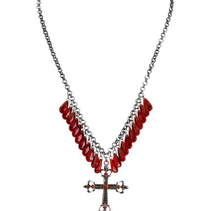 Rode gothic ketting met kruis