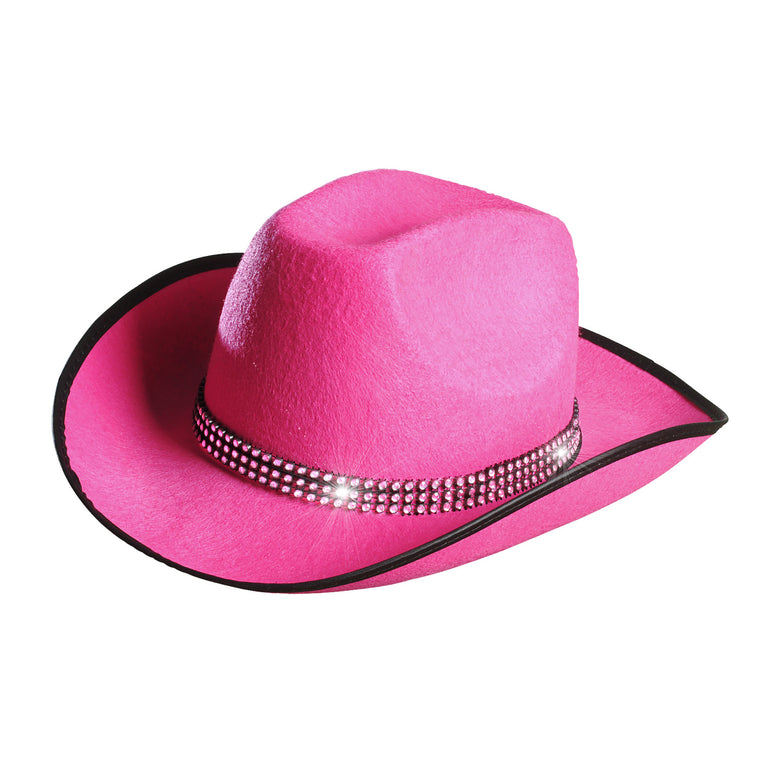 Cowboyhoed roze met strass steentjes