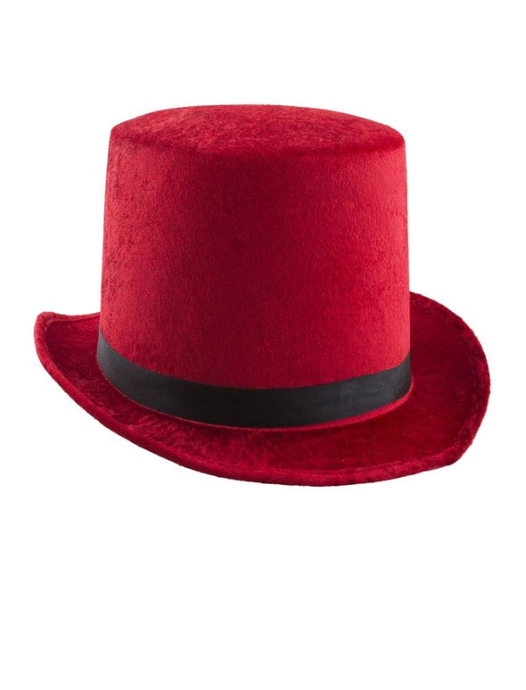 Rode hoge hoed velours