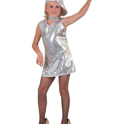 Zilveren disco jurkjes voor meisjes