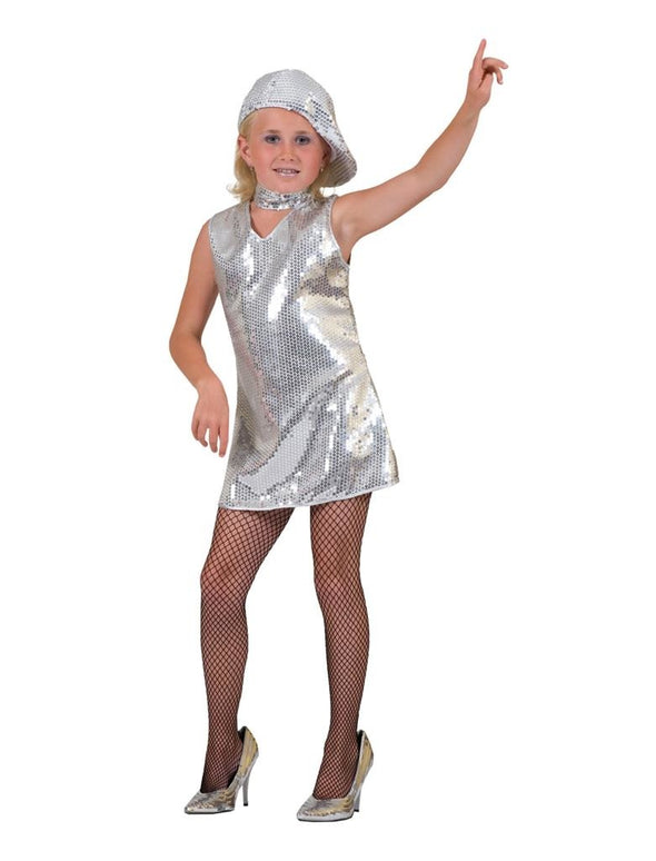 Zilveren disco jurkjes voor meisjes