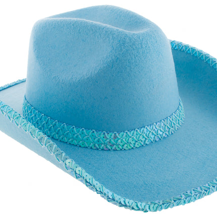 Blauwe cowgirl hoed Saar