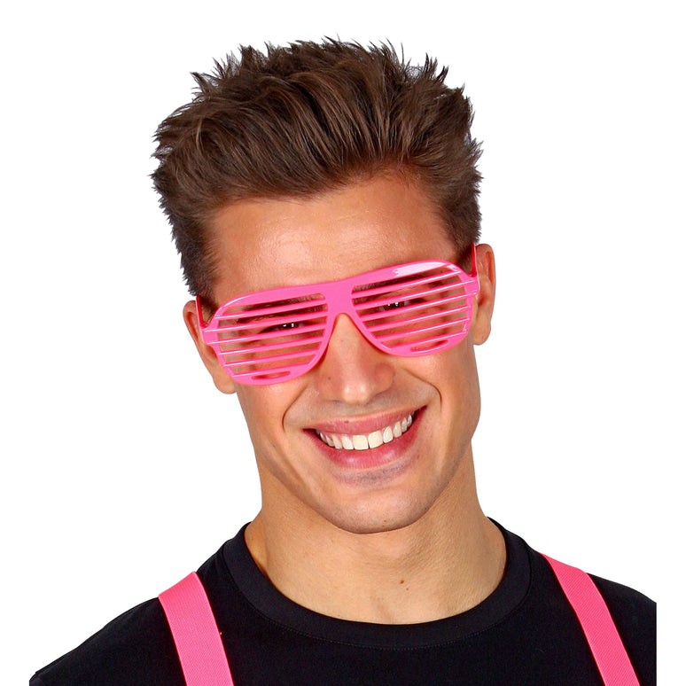 Neon roze bril met luikjes
