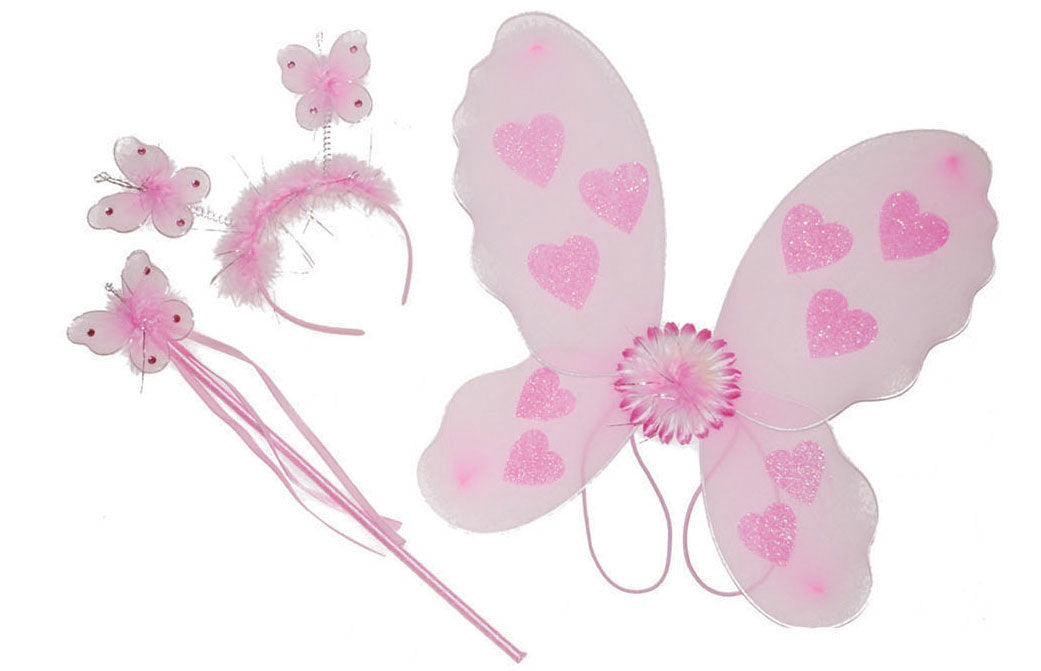 Roze vlinder verkleed set Minnie 3-delig