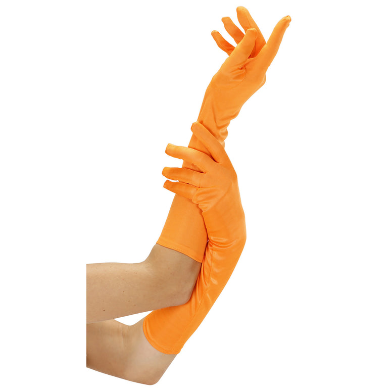 Oranje handschoenen lang neon