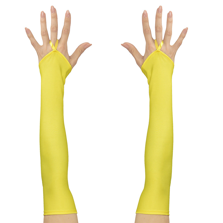 Neon gele handschoenen satijn