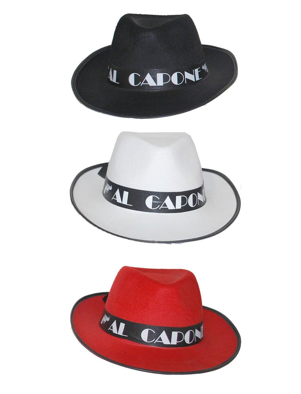 Rode Al Capone hoed met zwarte band