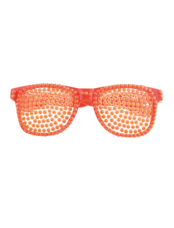 Disco bril met parels in neon oranje