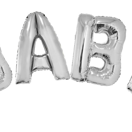 Folie ballonnen set BABY met zilver letters
