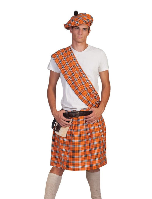Oranje Schotse kilts voor carnaval