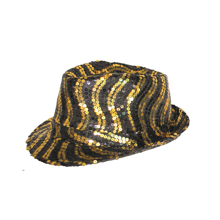 Kojak hoed met goud zwarte pailleten