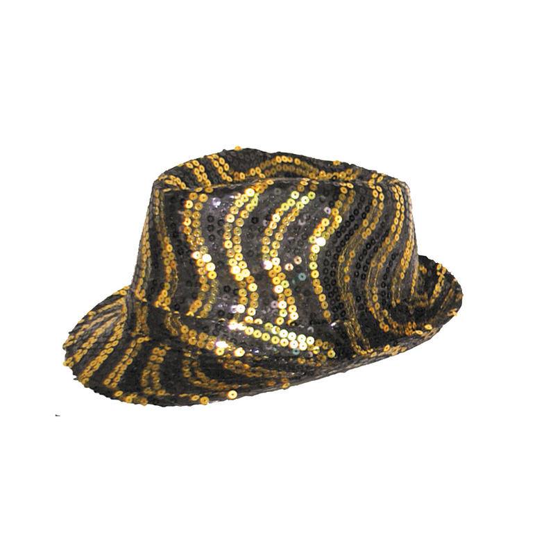 Kojak hoed met goud zwarte pailleten