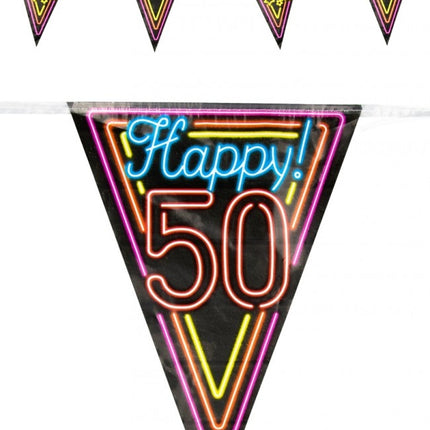 Vlaggenlijn 50 jaar Neon 10 meter
