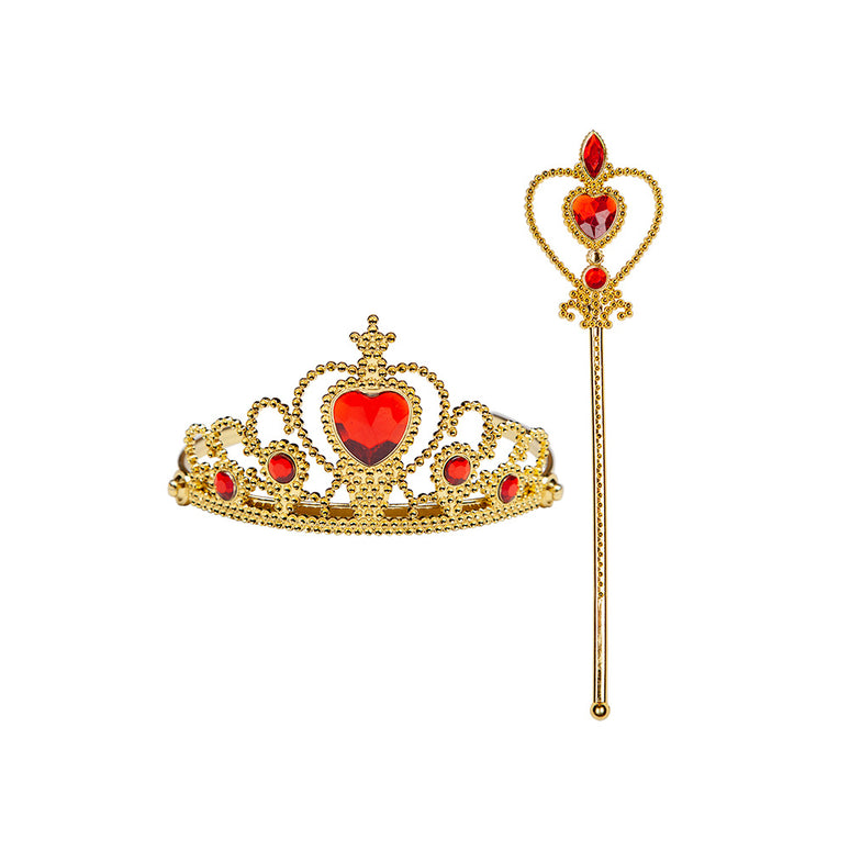 Tiara met gouden koninginnen kroon met scepter