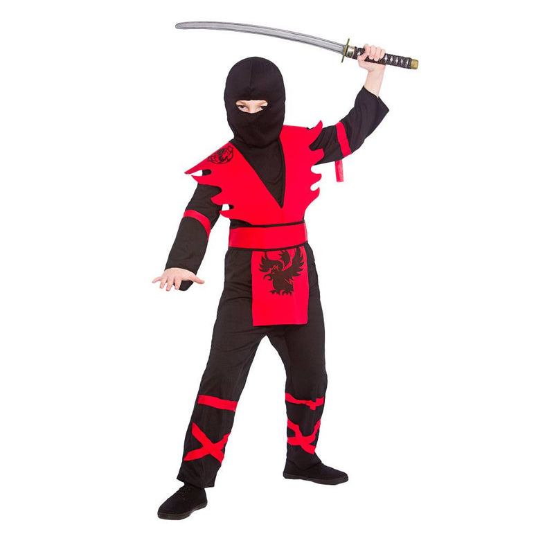 Ninja gevechtspak zwart rood