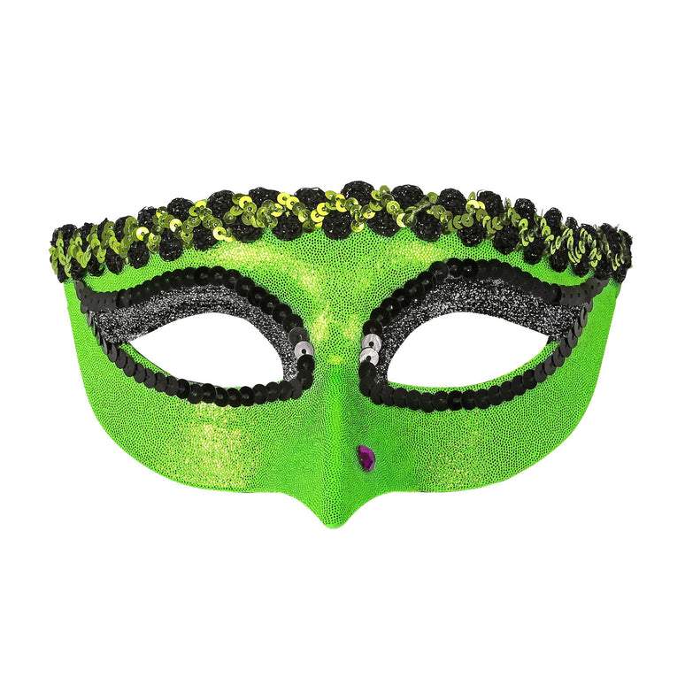 Groen heksen oogmasker met wrat