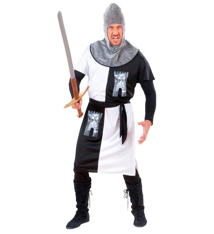 Middeleeuws ridder kostuum zwart wit