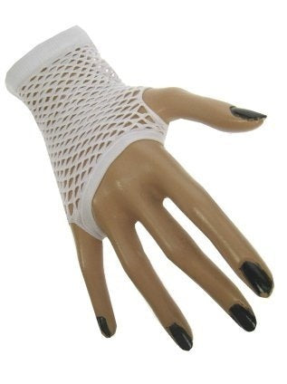 Vingerloze net handschoenen kort wit