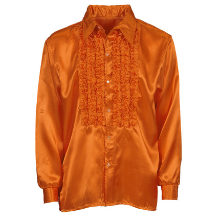 Ruche blouse satijn oranje