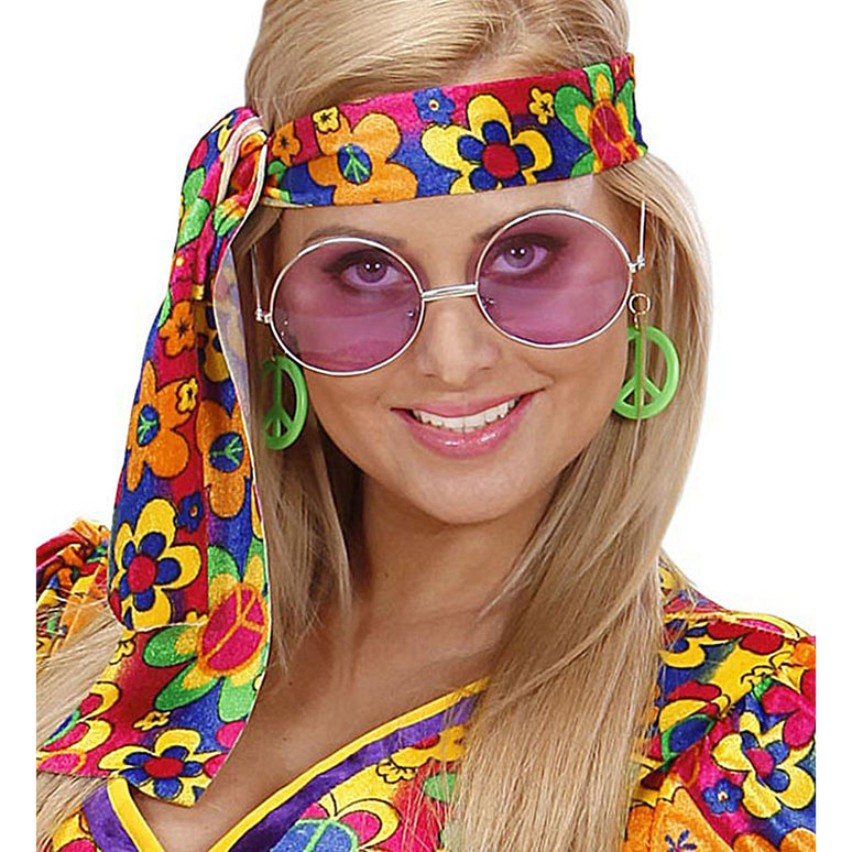 Hippie bril met gekleurde glazen