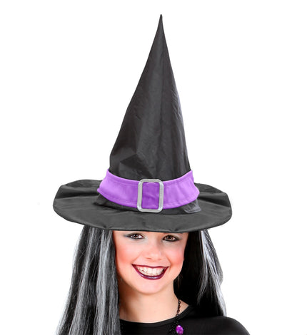 Heksen hoed kind met paarse riem