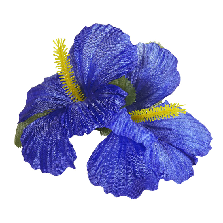 Hawaii bloem haarclip donker blauw