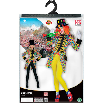 Slipjas Clown carnaval meerkleurig dames