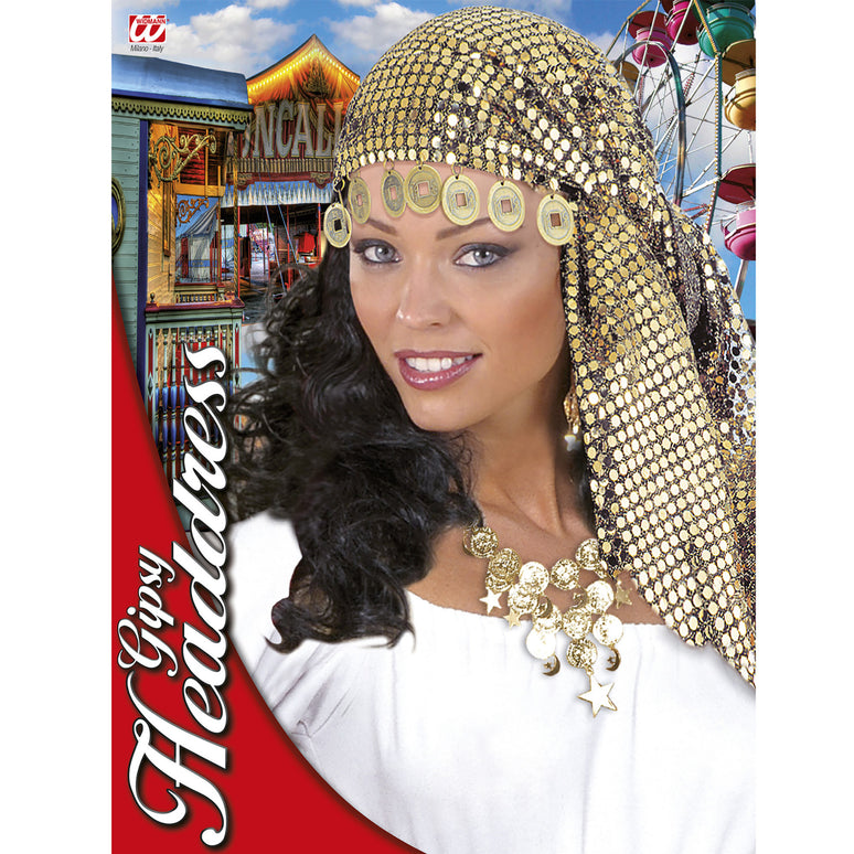 Pailletten hoofddoek met decoratie zigeunerin