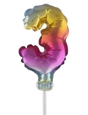Folieballon 13 cm op stokje regenboog