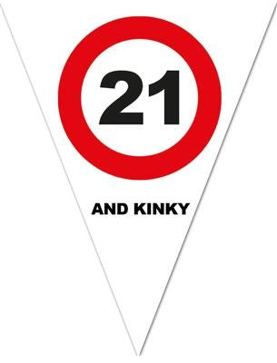 Vlaggenlijn 21e verjaardag met verkeersborden