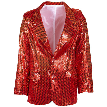Rode pailletten jas glitter colbert