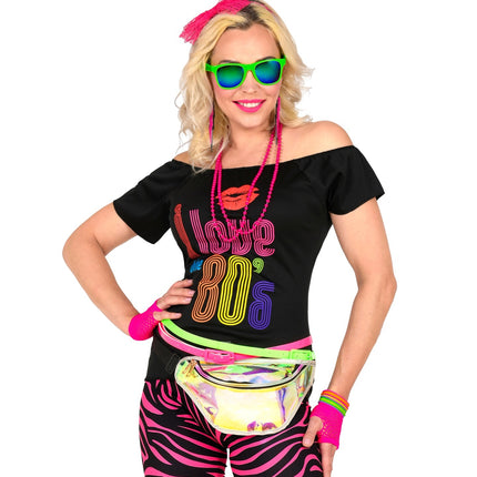 Disco verkleedset jaren 80 neon roze
