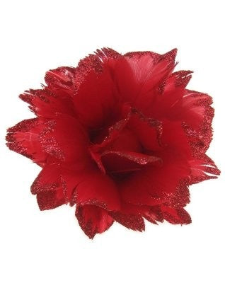 Rode bloem decoratie glitters