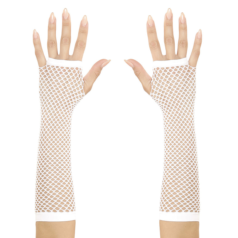 Net handschoenen wit lang