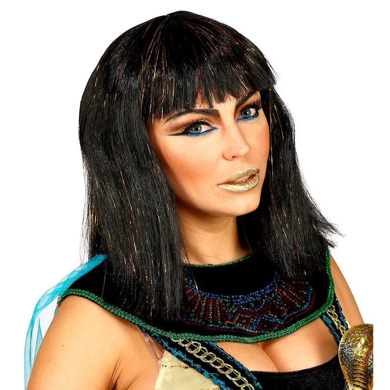 Cleopatra pruik met klatergoud