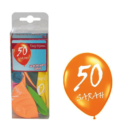 Sarah ballonnen cijfer 50 gemixte kleuren
