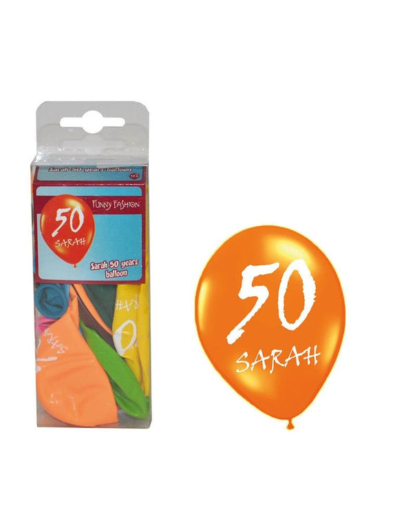 Sarah ballonnen cijfer 50 gemixte kleuren