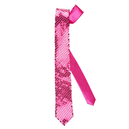 Glitter stropdas roze pailletten