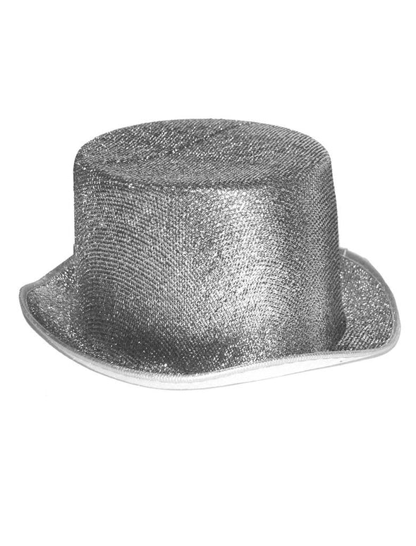 Hoge hoed glitter zilver