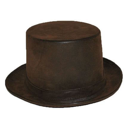 Bruine hoge hoed lederlook