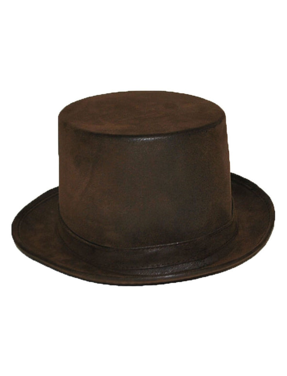 Bruine hoge hoed lederlook