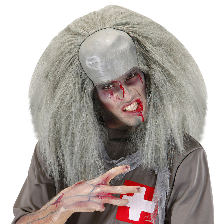 Zombie professor pruik dokter grijs