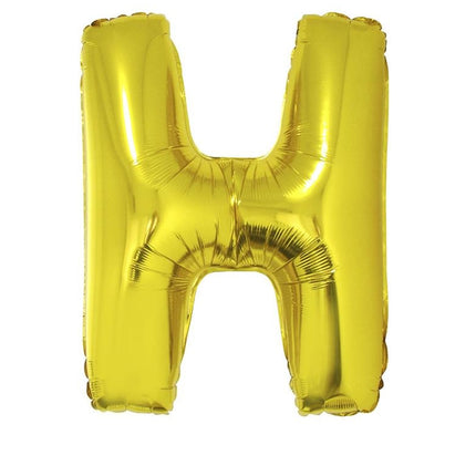 Grote folie ballon letter H Goud