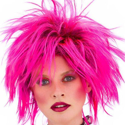Punker pruik Nina neon roze