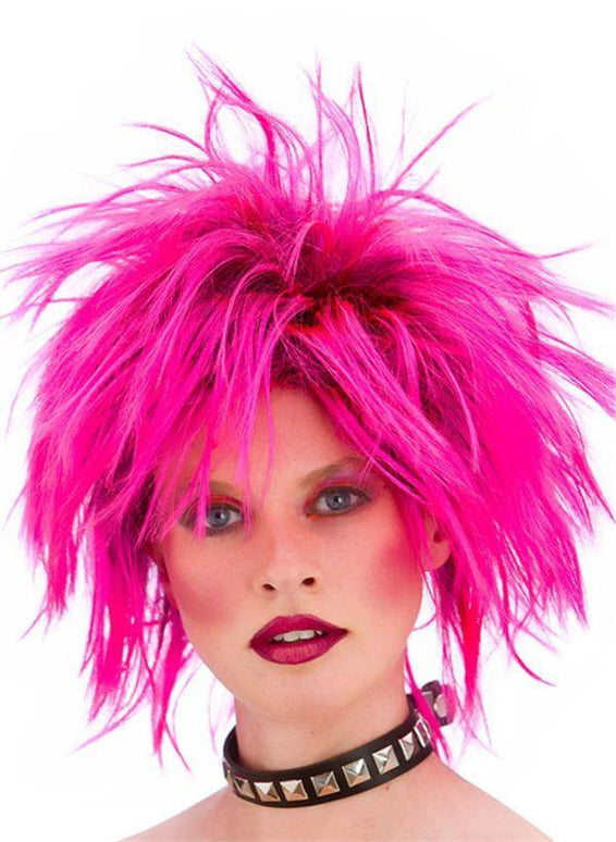 Punker pruik Nina neon roze