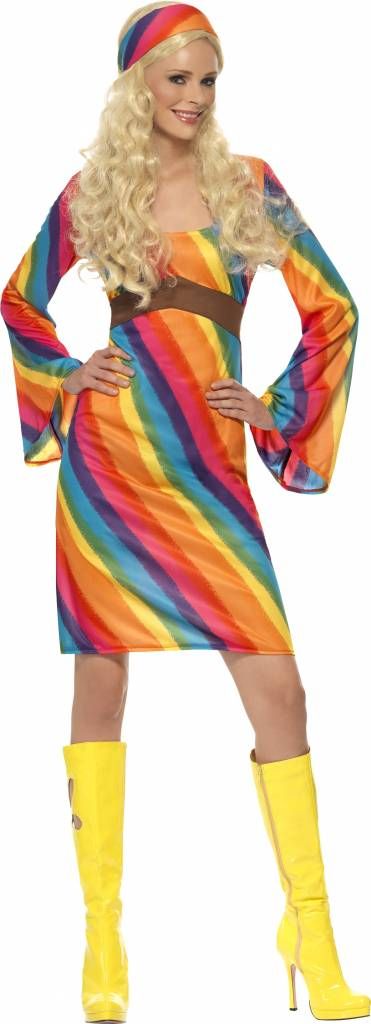 Regenboog hippie kostuum