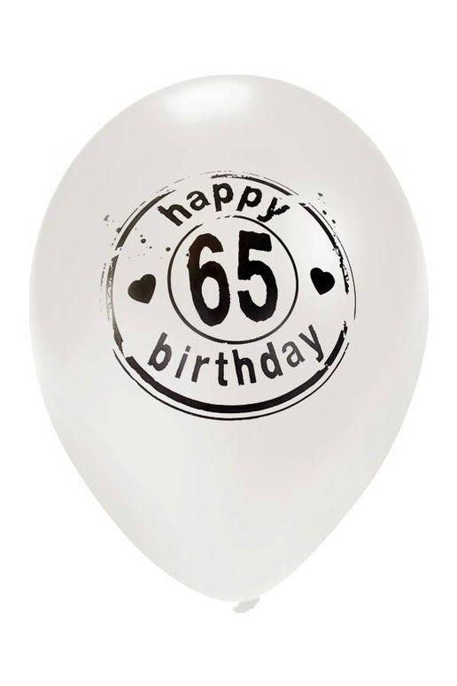 Witte ballon Happy Birtday 65 jaar Ø50 cm