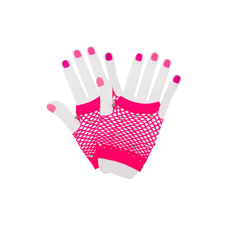 Net handschoenen met diamanten Mirte roze