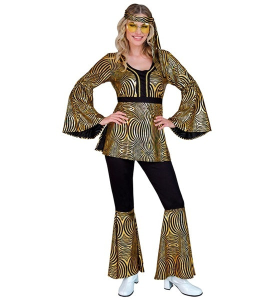 70s groovy kostuum goud Babette
