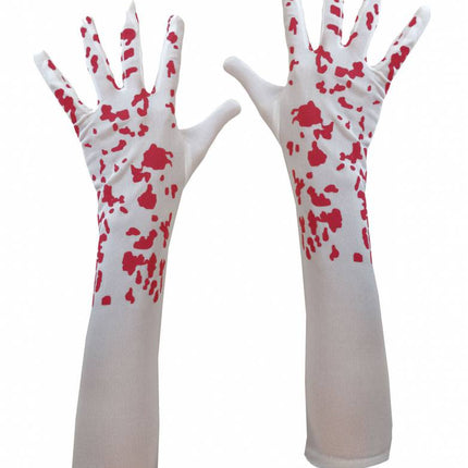 Witte lange handschoenen met bloedspetters